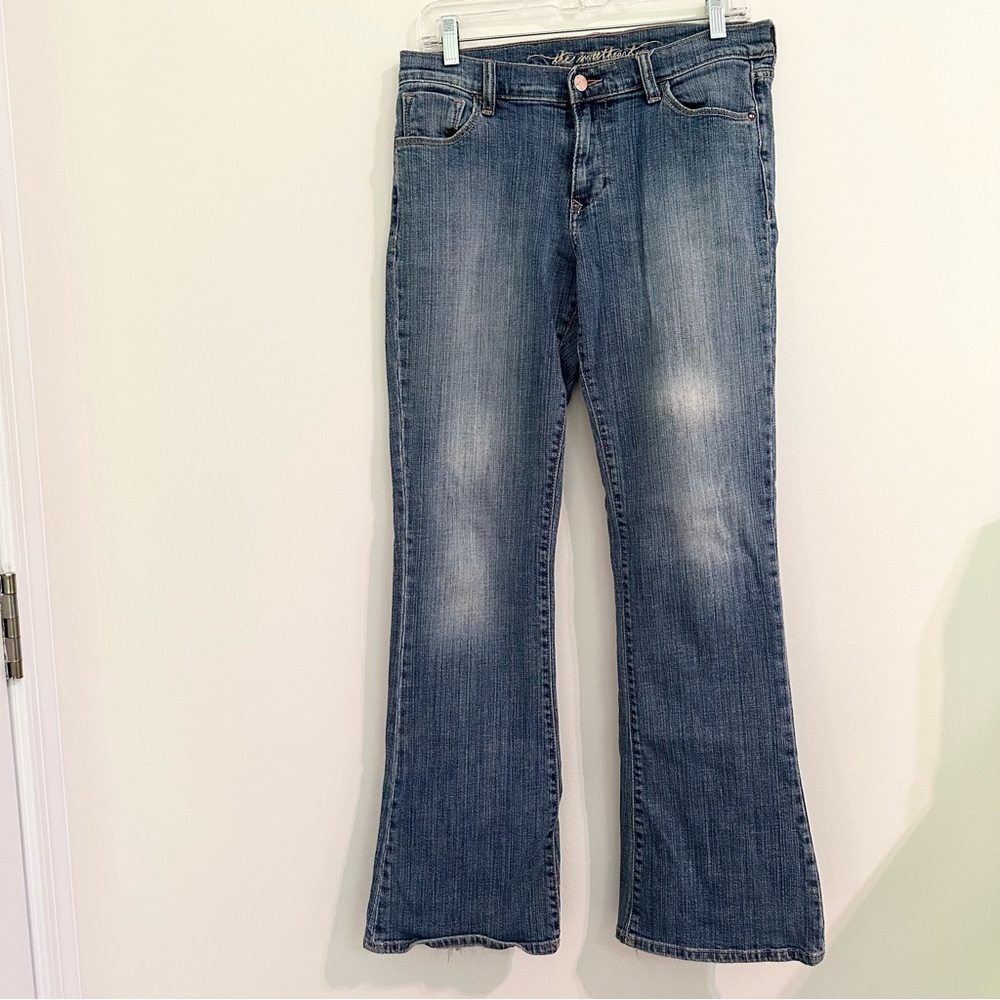 Old Navy Sweetheart Classic Rise Blue Flare Wide Leg Jeans Stretch Women's sz 8